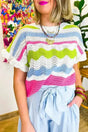 Crochet Knit Top - Ruffled Short Sleeve Sweater - Fashionfitz