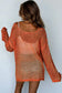 Crochet top - orange open knit bell sleeve tunic sweater - sweaters