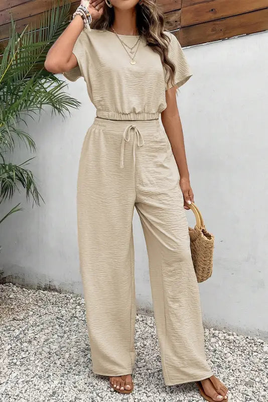 Crop top and wide leg pants matching set - two piece sets/pant sets