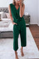 Black buttoned sleeveless cropped jumpsuit with sash - green / s / 95% polyester + 5% elastane - jumpsuits & rompers