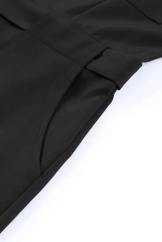 Cropped Jumpsuit with Sash - Buttoned Sleeveless - Fashionfitz