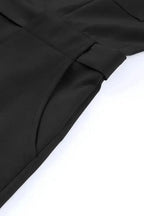 Cropped Jumpsuit with Sash - Buttoned Sleeveless - Fashionfitz