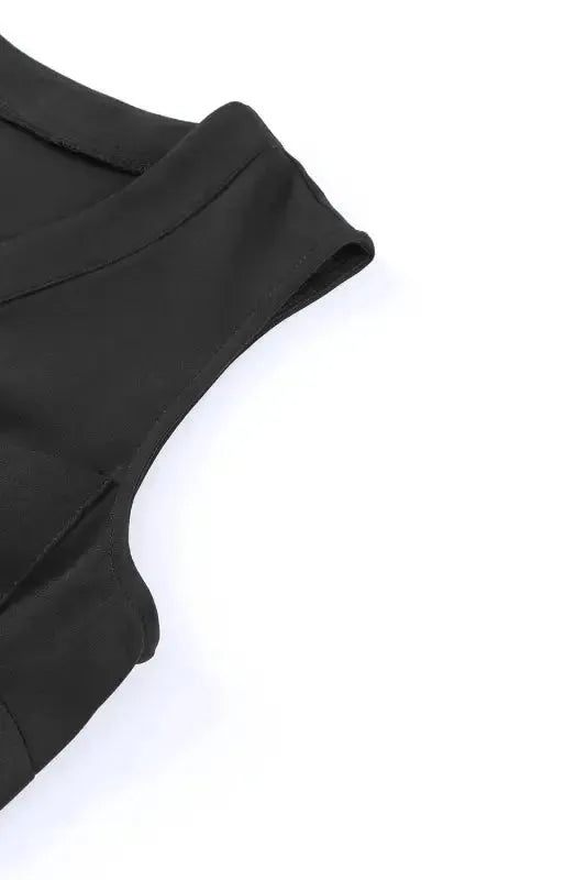 Cropped Jumpsuit with Sash - Buttoned Sleeveless - Fashionfitz