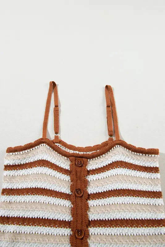 Cropped knit vest - chestnut striped - tank tops