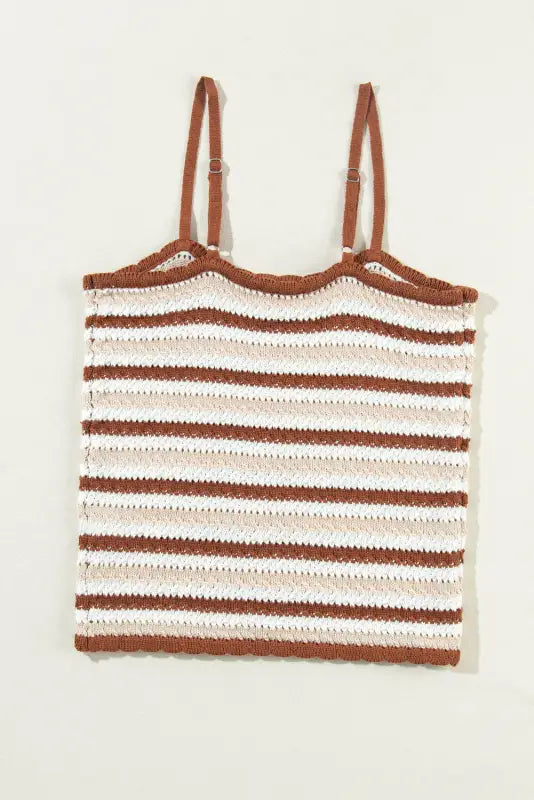 Cropped knit vest - chestnut striped - tank tops