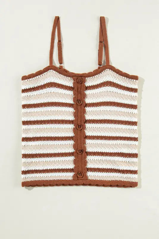 Cropped knit vest - chestnut striped - tank tops