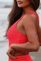 Crossed Straps Cropped Bikini Top - Fashionfitz