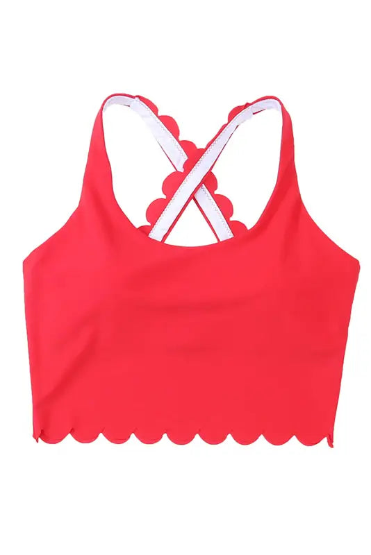 Crossed straps cropped bikini top - swim tops