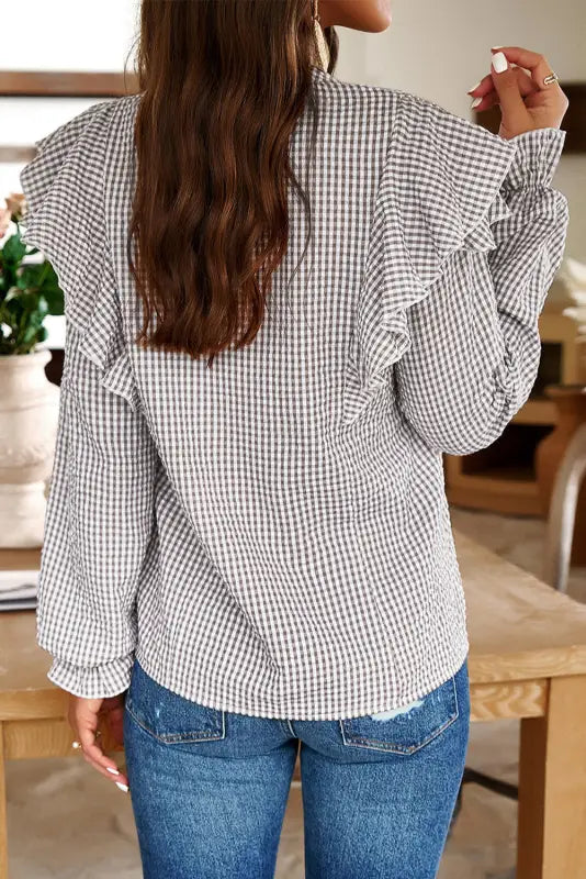 Crosshatch chic ruffle shirt