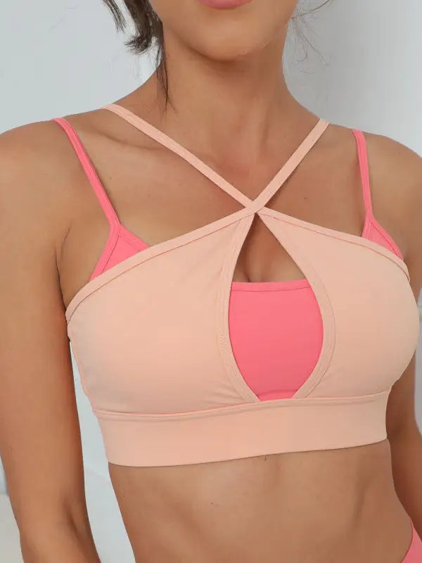 Crossover straps sports bra top - tops