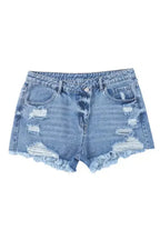 Crossover Waist Denim Shorts - Fashionfitz