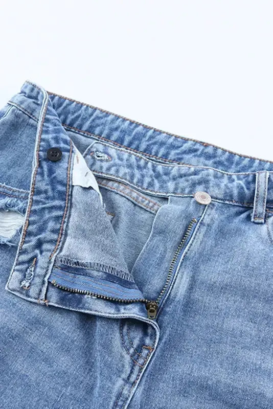 Crossover Waist Denim Shorts - Fashionfitz