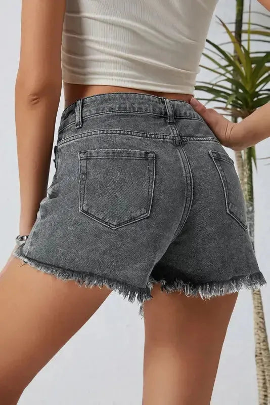 Crossover Waist Denim Shorts - Fashionfitz