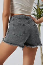 Crossover Waist Denim Shorts - Fashionfitz