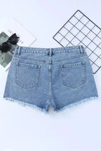 Crossover Waist Denim Shorts - Fashionfitz