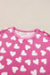 Pink valentine heart shape print long sleeve top shorts lounge set - loungewear