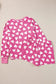 Pink valentine heart shape print long sleeve top shorts lounge set - loungewear