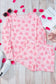 Pink valentine heart shape print long sleeve top shorts lounge set - loungewear