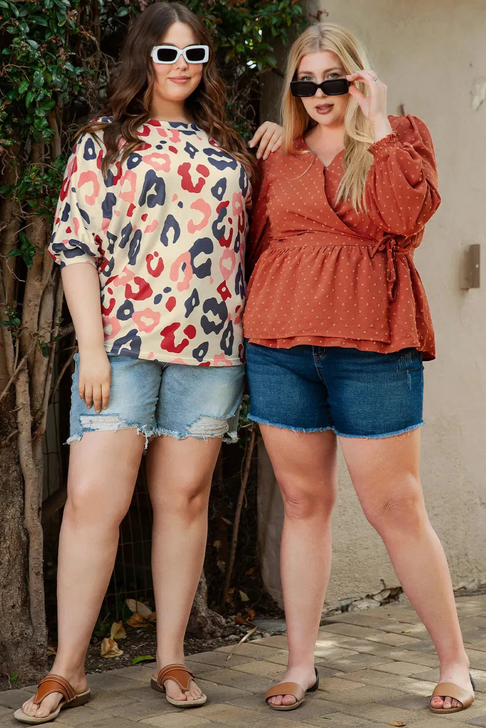 White Colorful Leopard Print Batwing Sleeve Plus Blouse - Fashionfitz