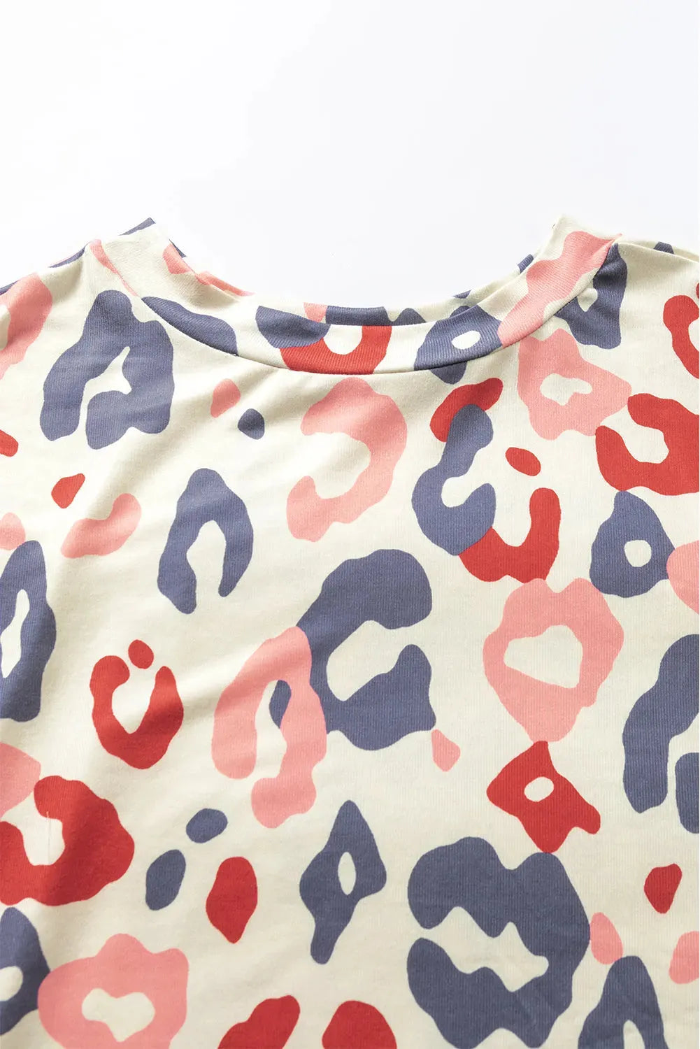 White Colorful Leopard Print Batwing Sleeve Plus Blouse - Fashionfitz