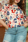 White Colorful Leopard Print Batwing Sleeve Plus Blouse - Fashionfitz