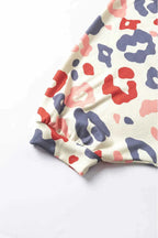 White Colorful Leopard Print Batwing Sleeve Plus Blouse - Fashionfitz