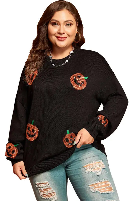 Curvy chic pumpkin sparkle sweater | halloween exclusive