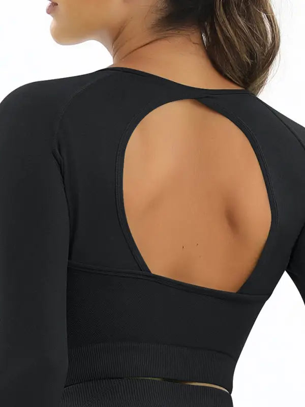 Cut-out back sports top and leggings set - activewear sets