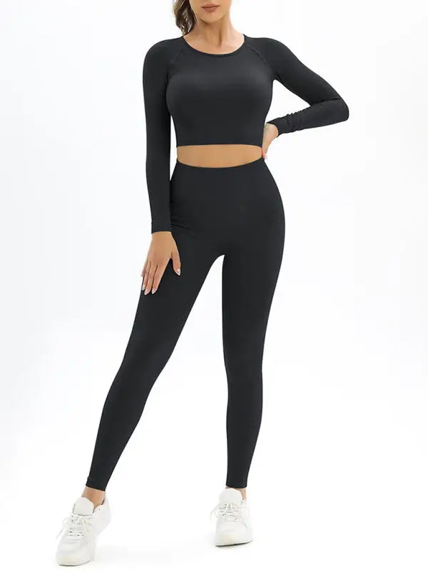Cut-out back sports top and leggings set - activewear sets