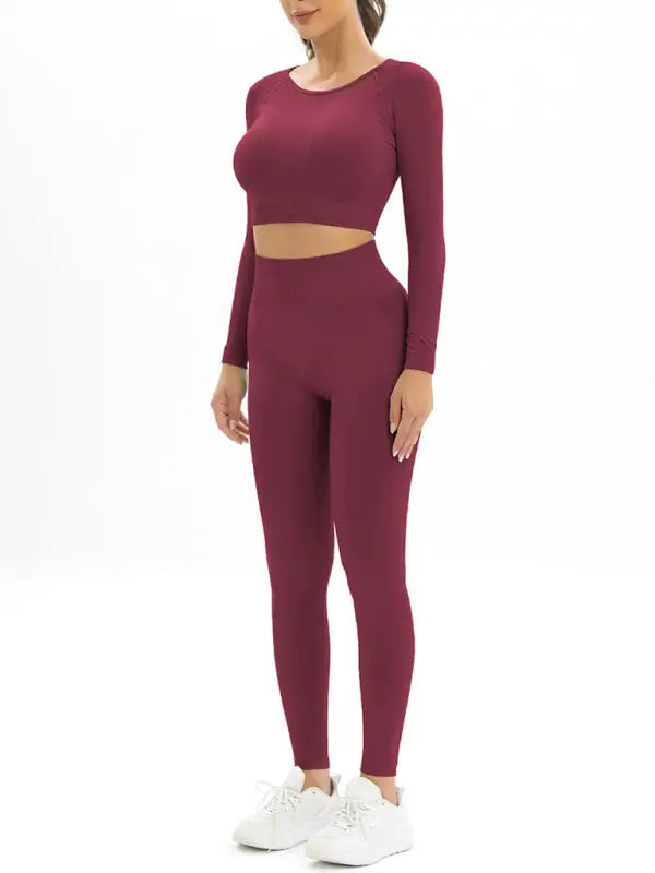 Cut-out back sports top and leggings set - activewear sets