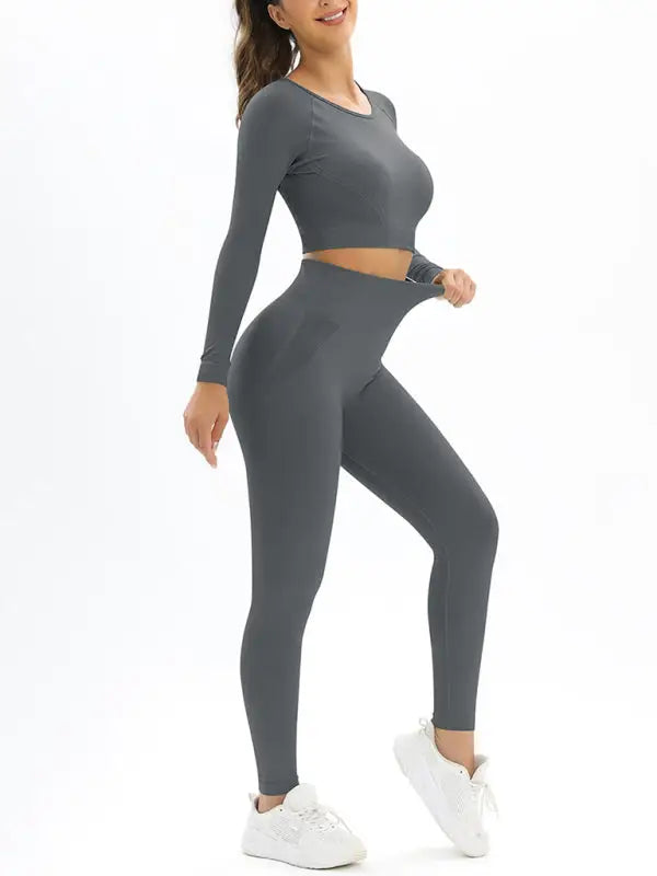 Cut-out back sports top and leggings set - activewear sets