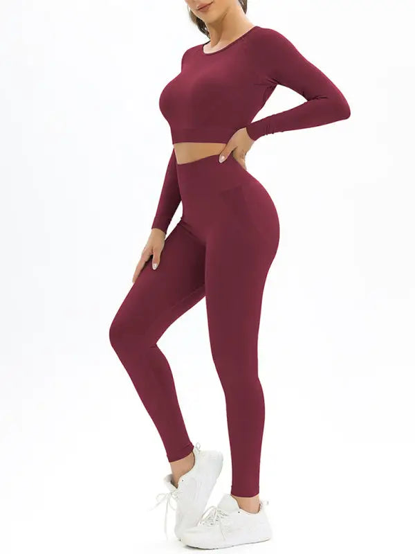 Cut-out back sports top and leggings set - activewear sets