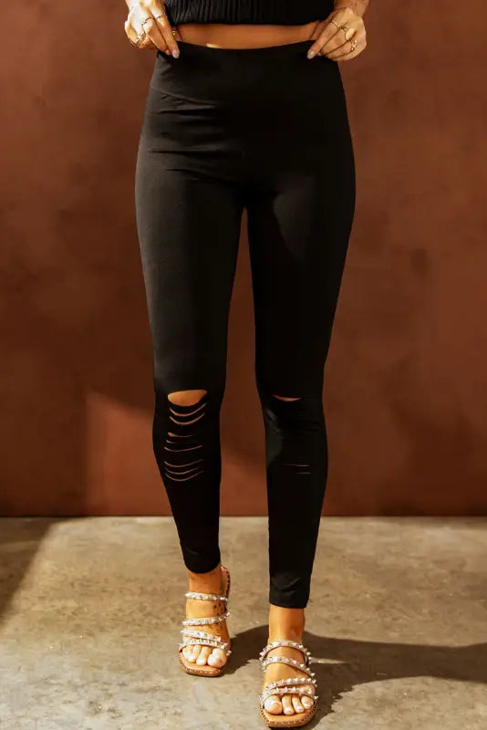 Cut-out high waist skinny leggings