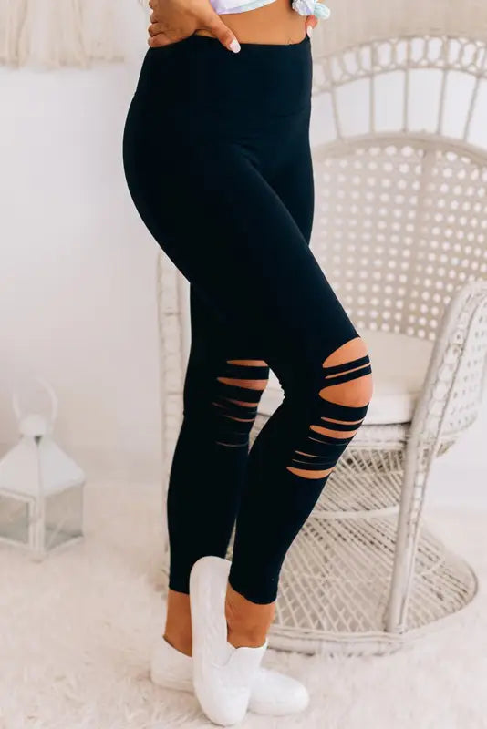 Cut-out high waist skinny leggings