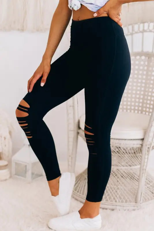 Cut-out high waist skinny leggings