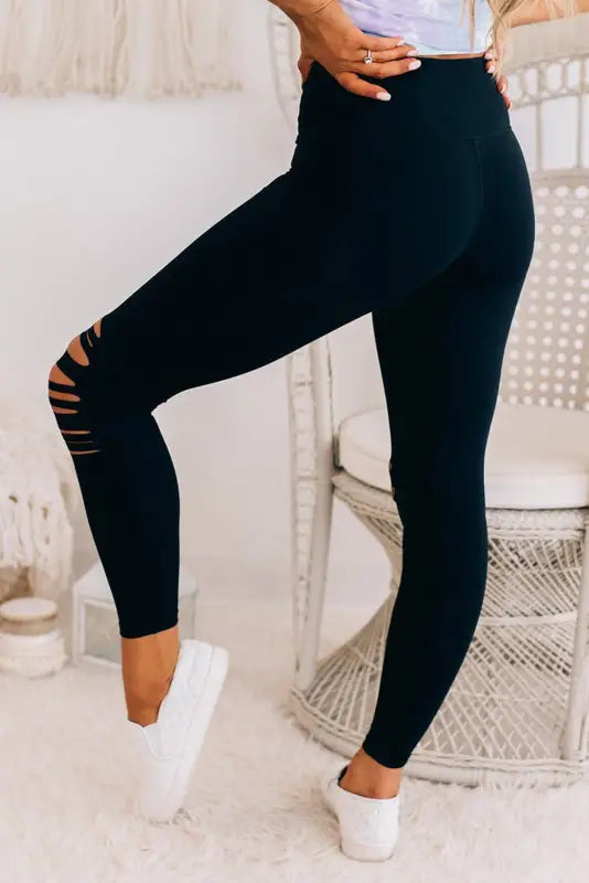 Cut-out high waist skinny leggings