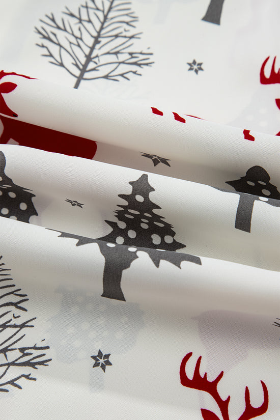 White Christmas Print Velvet Trim Pyjamas