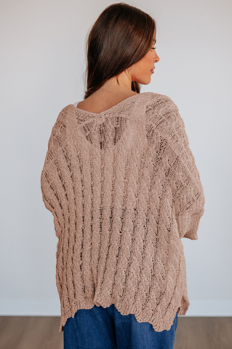 Hollowed Pattern Knit Drop Shoulder Cardigan Women UK