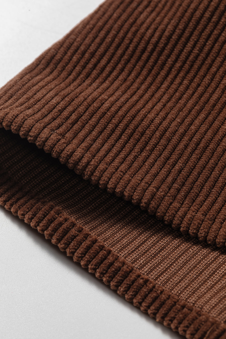Ruffle Trim V-Neck Corduroy Shacket