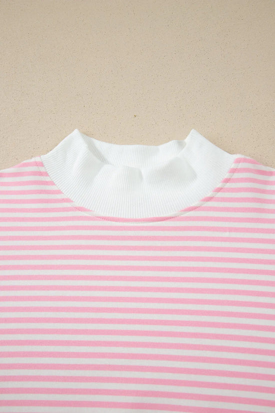 Stripe oversize mock neck sweatshirt & shorts co-ord set outfit sets