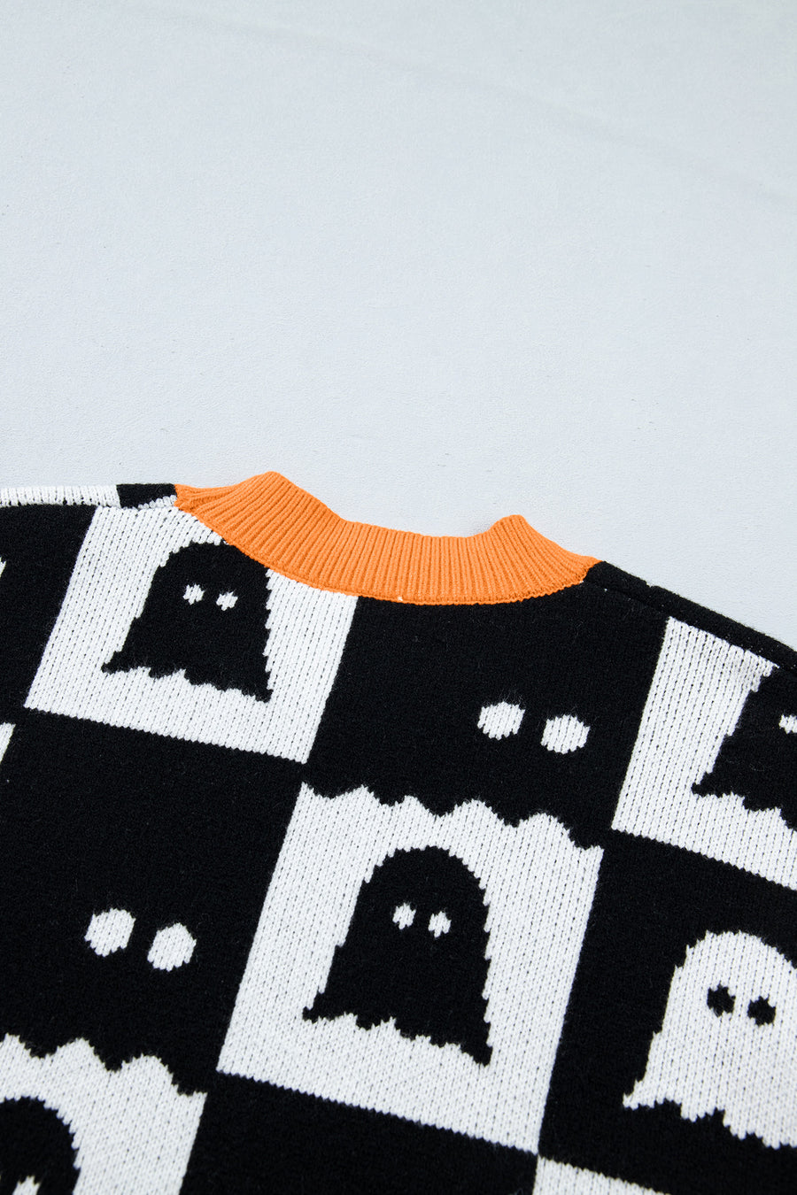 High Neck Drop Shoulder Geometric Print Sweater