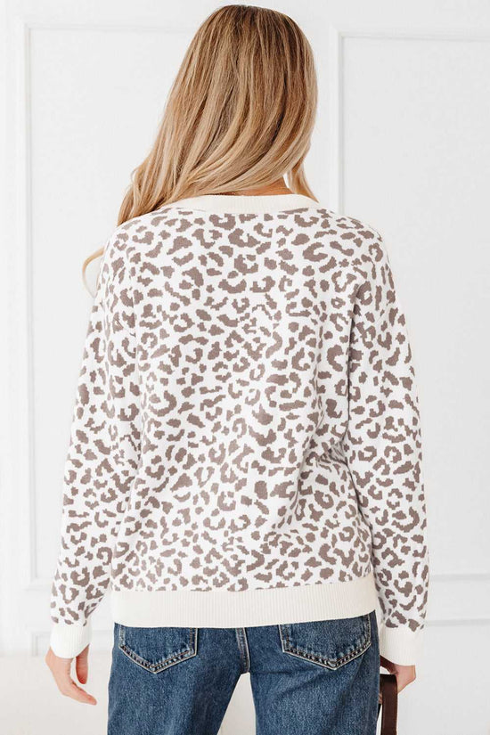 Oversized Chunky Knit Leopard Cardigan