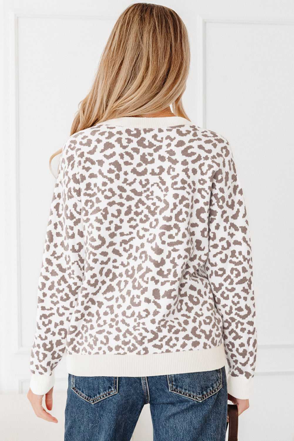 Oversized Chunky Knit Leopard Cardigan