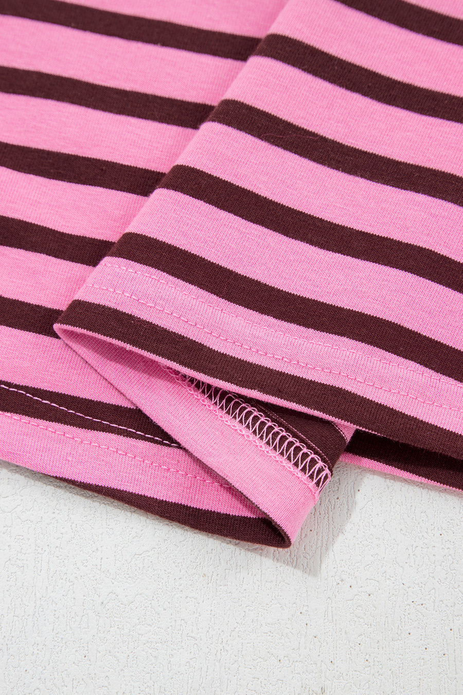 Pink Stripe V-Neck Drop Shoulder Long Sleeve Top Women UK