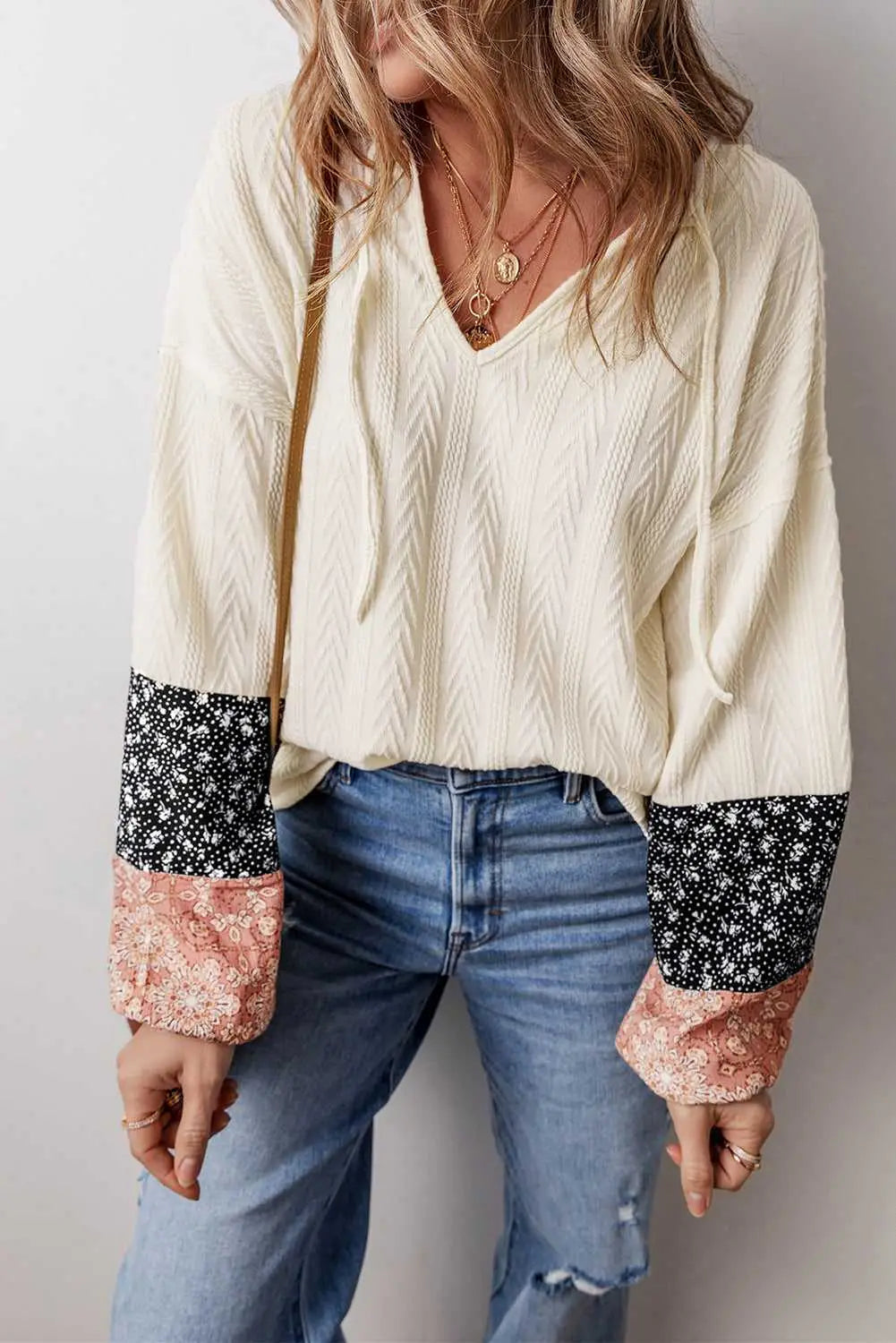 Patchwork petals knit blouse blouses