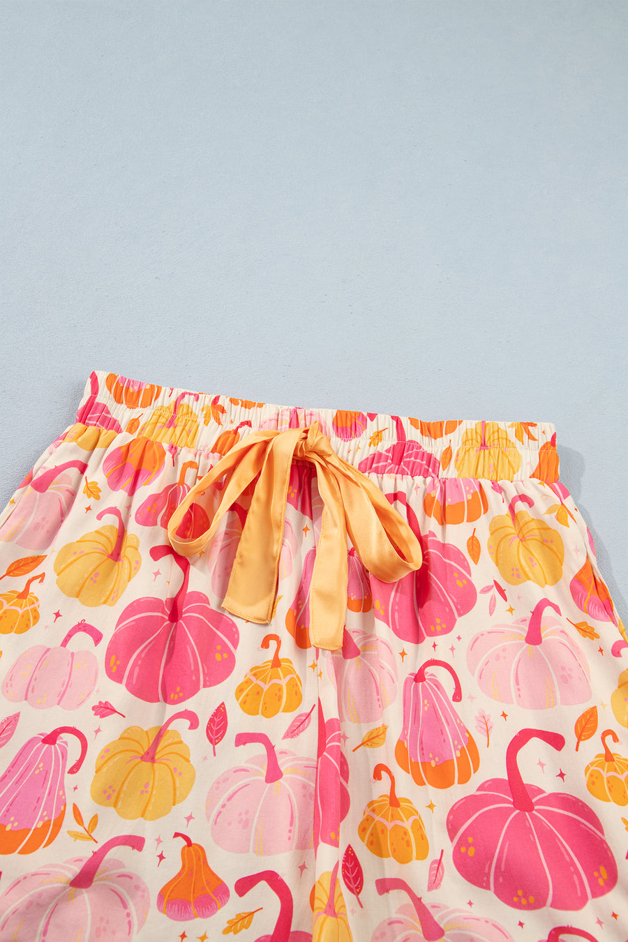 Pumpkin Print Shell Button Short Sleeve Lounge Set Women UK