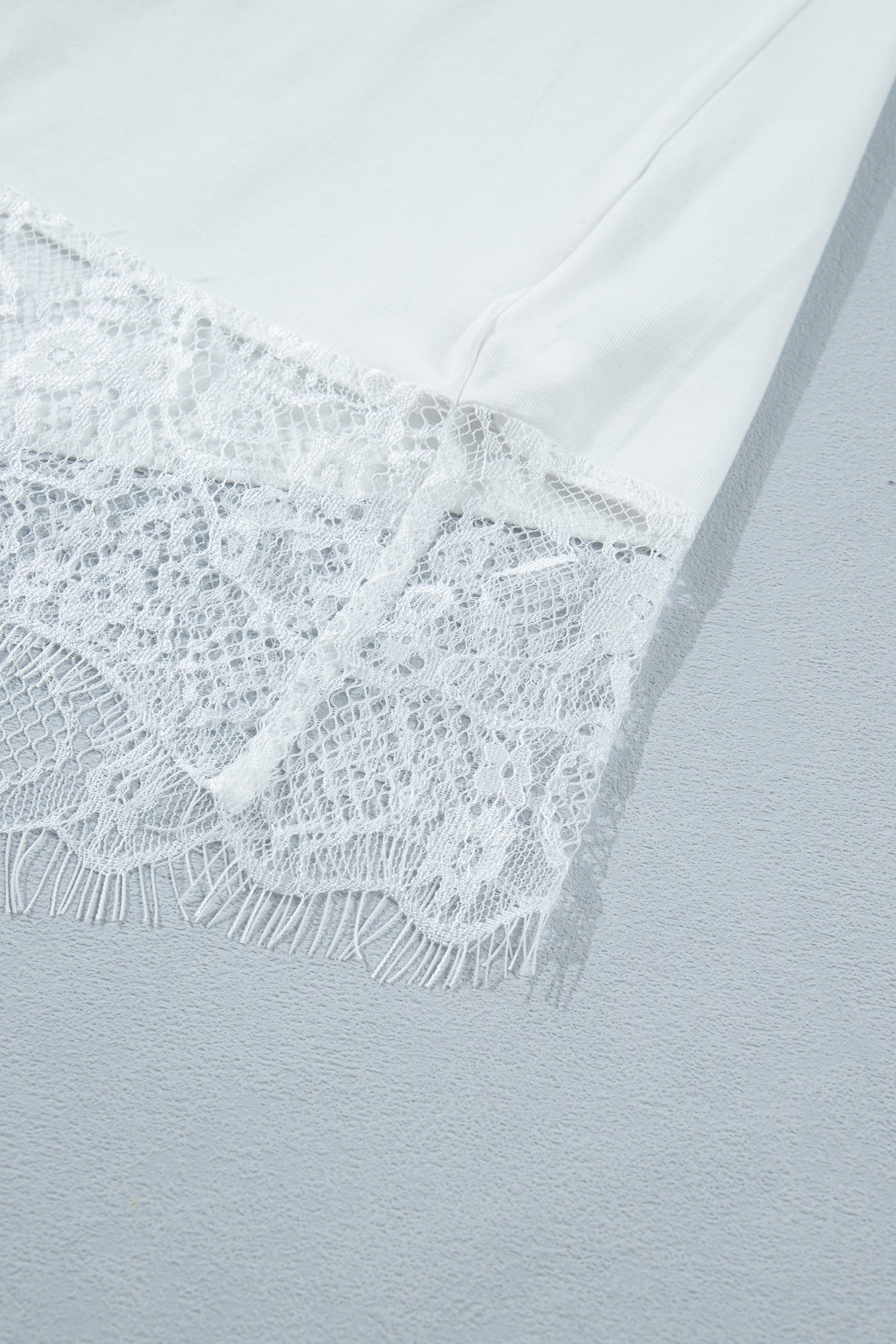 Asymmetric Lace Hem Floral Patchwork Short Sleeve Tee