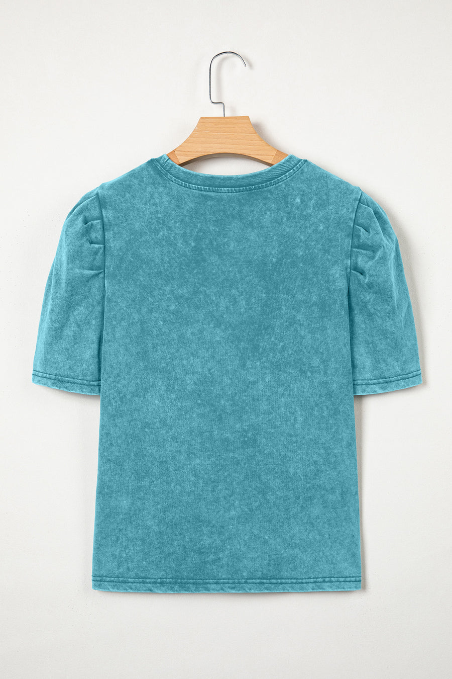 Mineral Wash Western Embroidered Puff Sleeve Cotton Tee — full length view on model | Fashionfitz UK