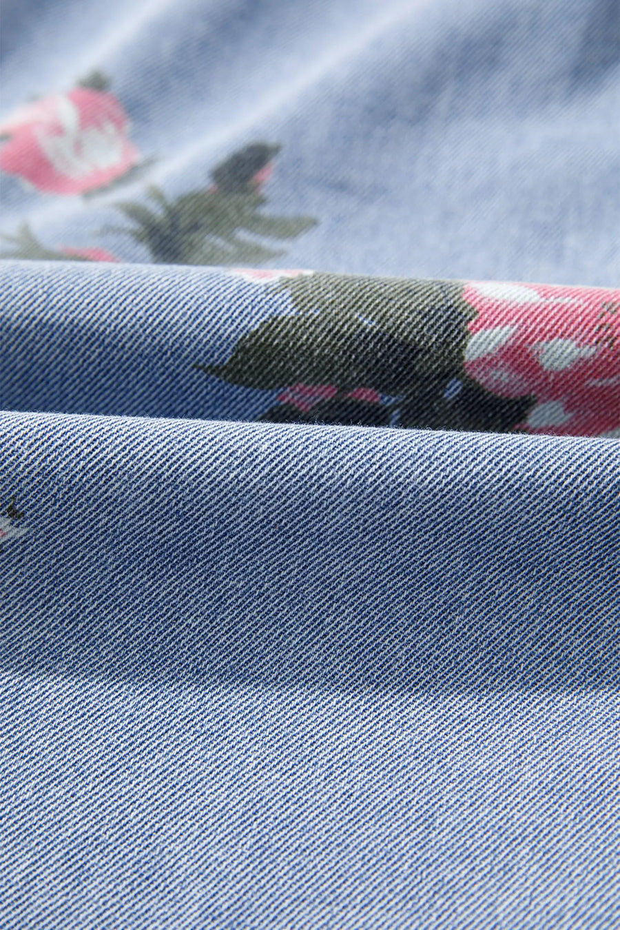 Sky Blue Denim Floral Button Down Shift Dress Women UK