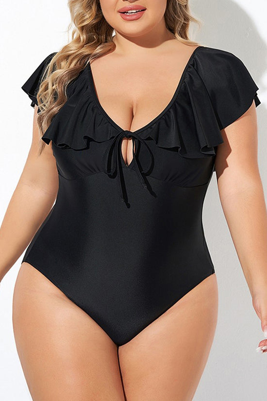 Ruffled One-Piece Swimsuit - Plus Size Elegance